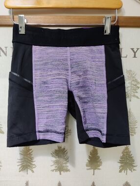Lululemon Tight Stuff Tight Athletic Shorts - Black & Space Dye Purple - Size 4